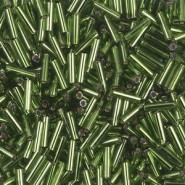 Miyuki Bugle 6mm Beads - Silverlined olive BGL2-26